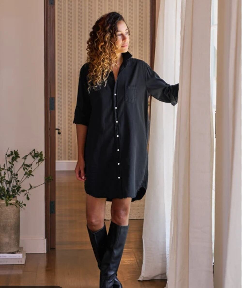 Frank & Eileen Mary Classic Shirtdress M Black button-down quiet luxury $348